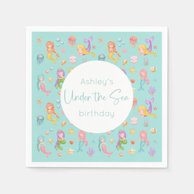 Mermaid Birthday Party Serviette (Vorderseite)