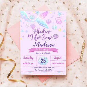 Mermaid Birthday Party under Sea Party Einladung