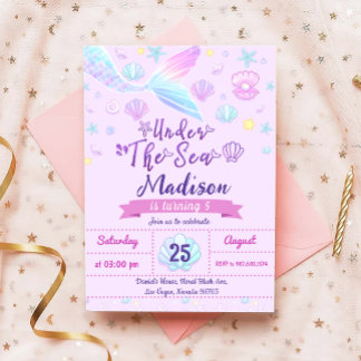 Mermaid Birthday Party under Sea Party Einladung