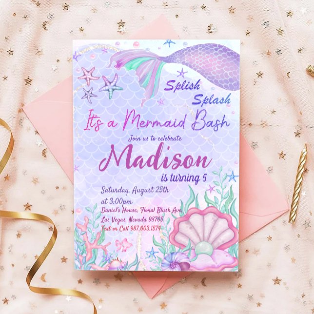 Mermaid Birthday Party under Sea Party Einladung (Von Creator hochgeladen)