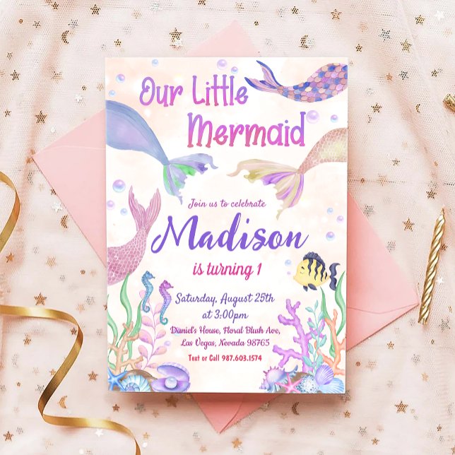 Mermaid Birthday Party under Sea Party Einladung (Von Creator hochgeladen)