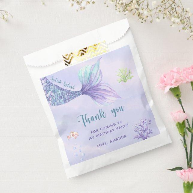Mermaid Birthday Party Under Sea Vielen Dank Geschenktütchen (Versiegelt)
