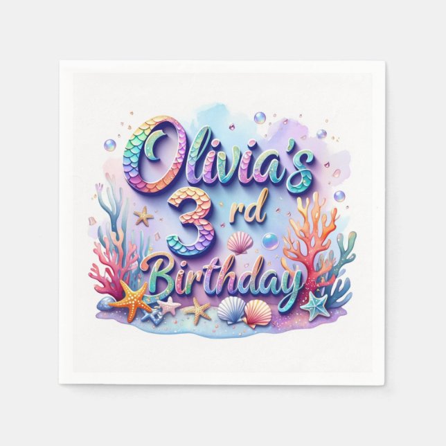 Mermaid Birthday Party – Under the Sea Party  Napk Serviette (Vorderseite)