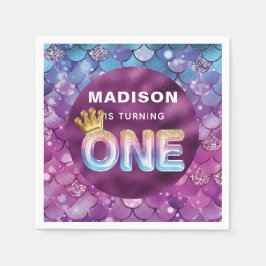 Mermaid Birthday Personalisiert Pink Blue Serviette