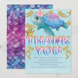 Mermaid Birthday Pink Blue Dankeskarte
