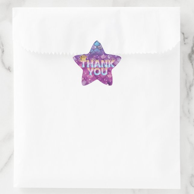 Mermaid Birthday Pink Glitzer Vielen Dank Stern-Aufkleber (Tasche)