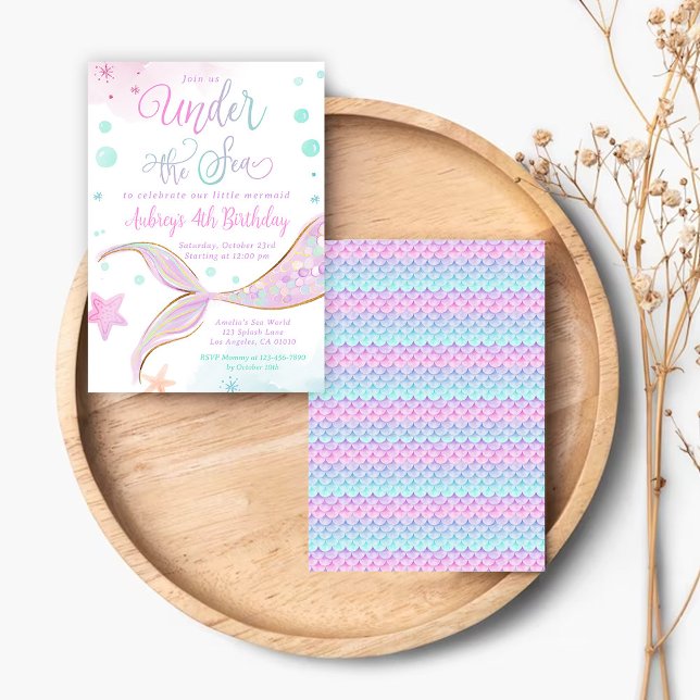 Mermaid Birthday Pool Party Unterhalb des Meeres Einladung (Von Creator hochgeladen)