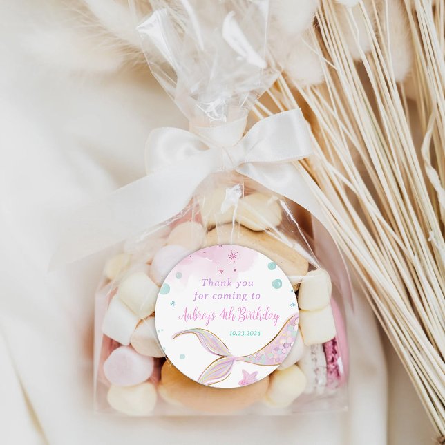 Mermaid Birthday Pool Party Unterhalb des Meeres Runder Aufkleber (Von Creator hochgeladen)