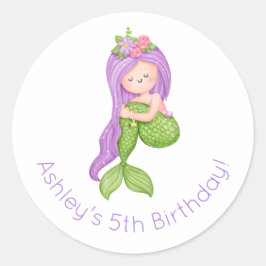 Mermaid Birthday Runder Aufkleber