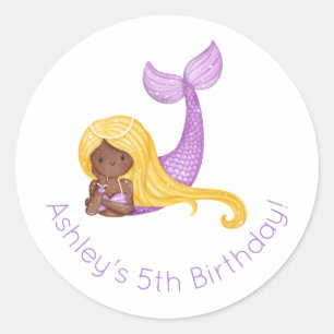 Mermaid Birthday Runder Aufkleber