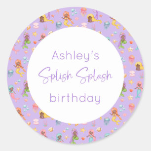 Mermaid Birthday Runder Aufkleber
