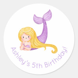 Mermaid Birthday Runder Aufkleber