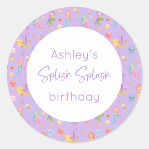 Mermaid Birthday Runder Aufkleber