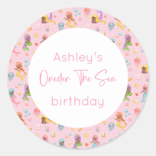 Mermaid Birthday Runder Aufkleber