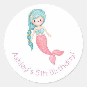 Mermaid Birthday Runder Aufkleber
