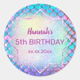 mermaid Birthday Runder Aufkleber