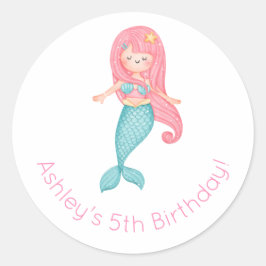Mermaid Birthday Runder Aufkleber