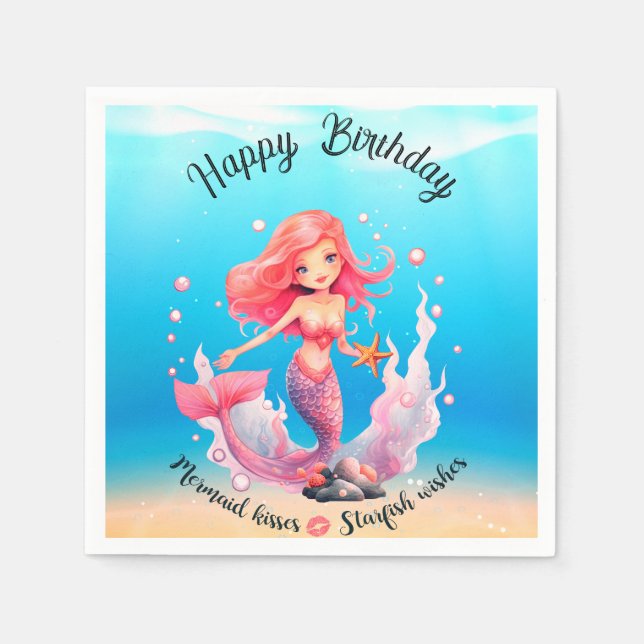 Mermaid Birthday Serviette (Vorderseite)