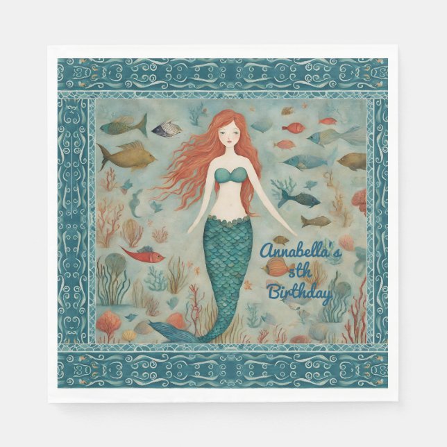 Mermaid Birthday Serviette (Vorderseite)