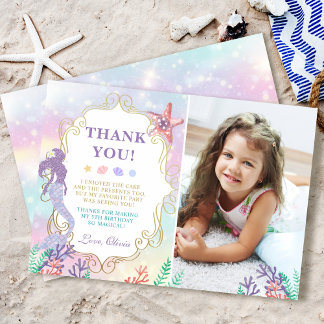 Mermaid Birthday Under Sea Danke Karte