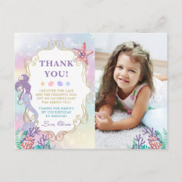 Mermaid Birthday Under Sea Foto Vielen Dank Postkarte