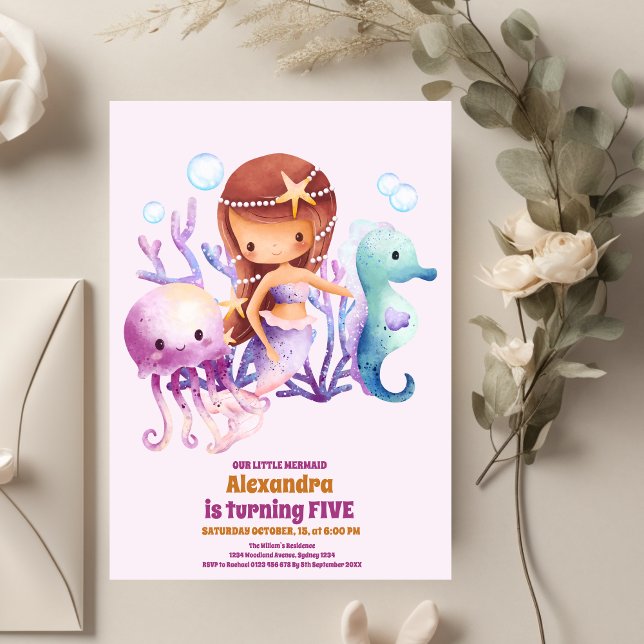Mermaid Birthday Under Sea Party Einladung (Von Creator hochgeladen)