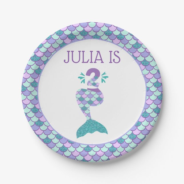 Mermaid Birthday Under Sea Party Pappteller (Vorderseite)