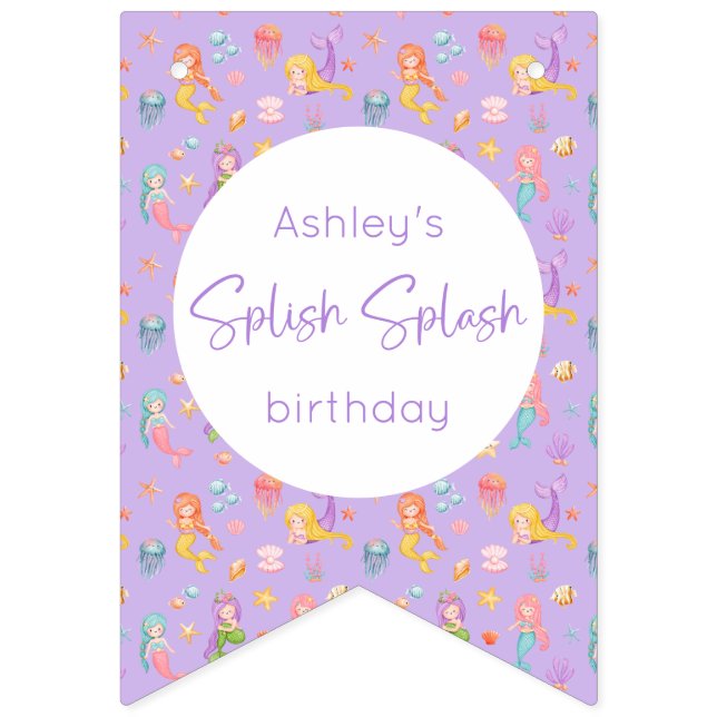 Mermaid Birthday Wimpelkette (Erste Fahne)