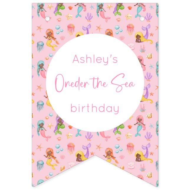 Mermaid Birthday Wimpelkette (Erste Fahne)