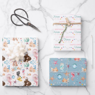 Mermaid Birthday Wrapping Paper Sheets Geschenkpapier Set