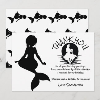 Mermaid Black Birthday Party Danke Einladung