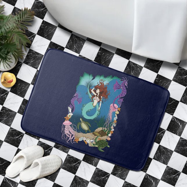 Mermaid Blue Fantasy Friends Badematte (Von Creator hochgeladen)