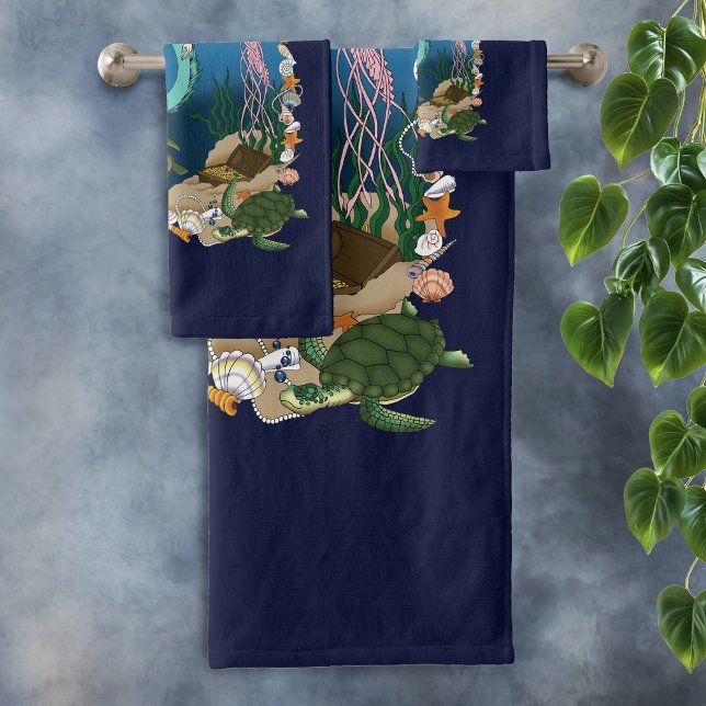 Mermaid Blue Fantasy Friends Badhandtuch Set (Von Creator hochgeladen)