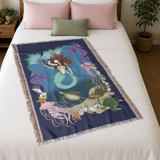 Mermaid Blue Fantasy Friends Decke (Von Creator hochgeladen)