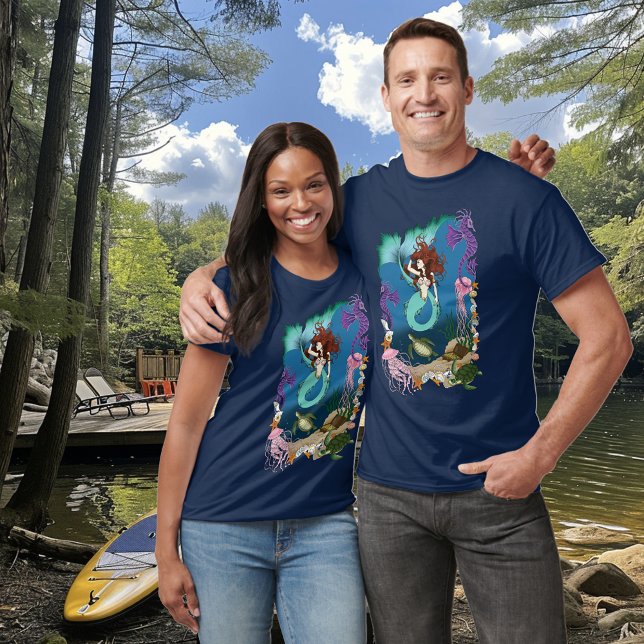 Mermaid Blue Fantasy Friends T-Shirt (Von Creator hochgeladen)
