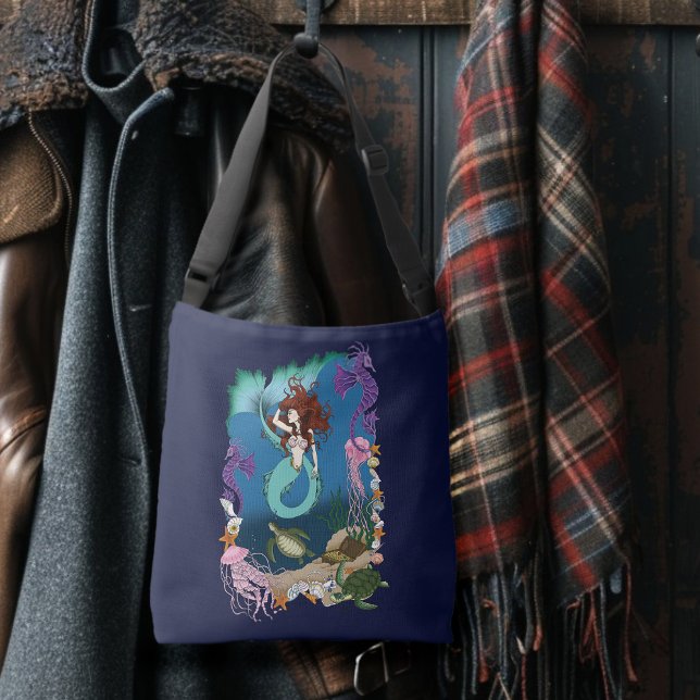 Mermaid Blue Fantasy Friends Tragetaschen Mit Langen Trägern (Von Creator hochgeladen)
