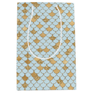 Mermaid Blue Gold Glitzer Sparkle Mittlere Geschenktüte