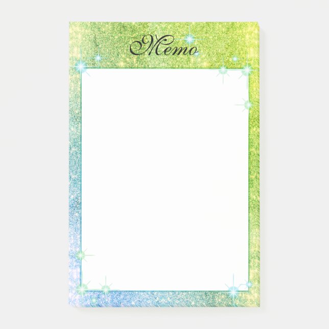 Mermaid Blue Green Glitzer Sparkone Imitat Sea Post-it Klebezettel (Vorderseite)