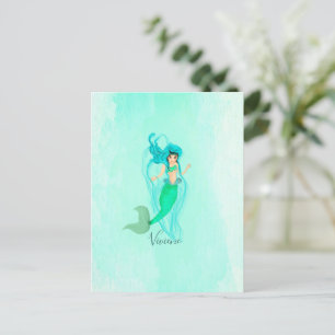Mermaid Blue Green Schwanz Personal Postkarte