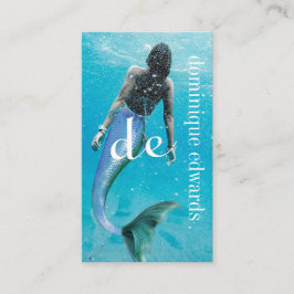 Mermaid Blue Modern Monogram Stylish Visitenkarte