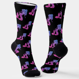 Mermaid Blue Pink ombre Glitzern muster schwarz Socken