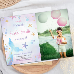 Mermaid Blue Schwanz unter dem Foto "Sea Invitatio Einladung