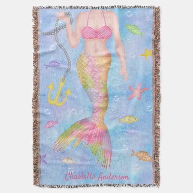 Mermaid Body | Underwater Fantasy Individuelle Nam Decke (Vorderseite Vertikal)