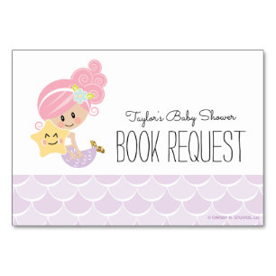 Mermaid Book Request Card Kinderdusche Light Skin Tischnummer