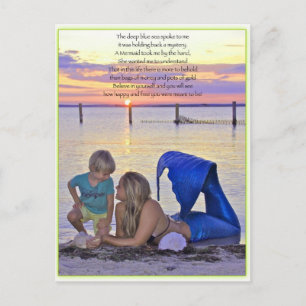Mermaid & Boy bei der Beach Postcard Postkarte