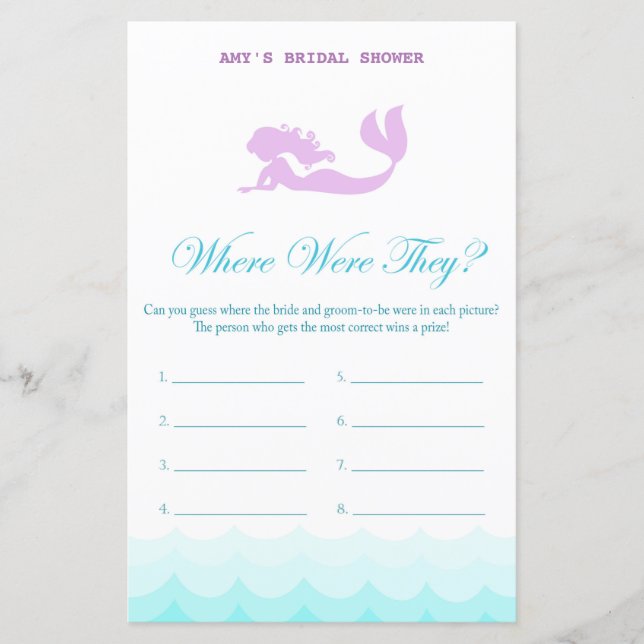 Mermaid Brautparty Game, Polterabend (Vorderseite)