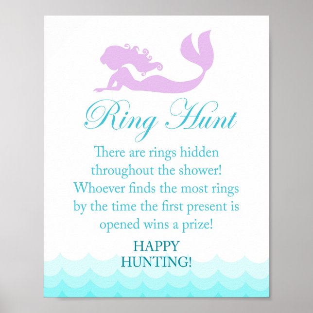 Mermaid Brautparty Ring Hunt Spielzeichen Poster (Vorne)