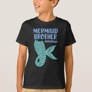 Mermaid Brother Wave Schwanz spielend Text Design T-Shirt