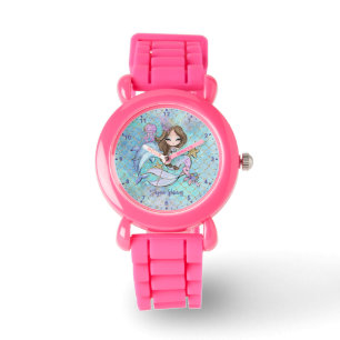 Mermaid Brown Hair Personalisiert Girl Armbanduhr