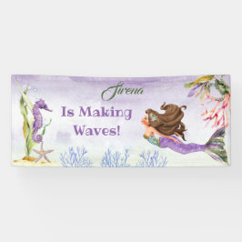 Mermaid Brünett Light Tone Seepferd Crab Lila B Banner